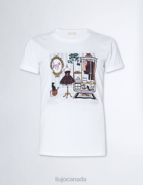 Clothing Liu Jo Printed T-Shirt With Gemstones Women F60649