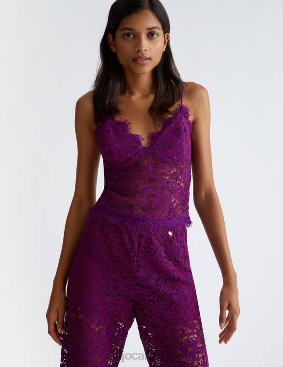 Clothing Liu Jo Purple Macrame Lace Top Women F606345