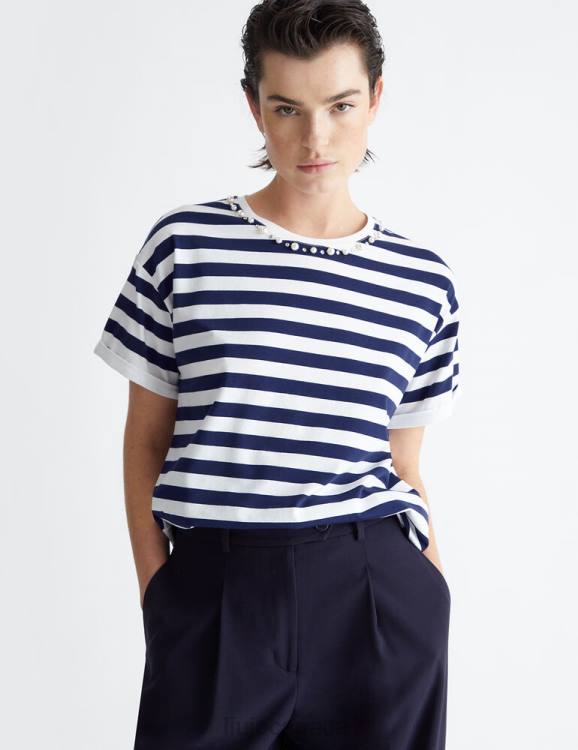 Clothing Liu Jo Striped T-Shirt With Beads Women F606581