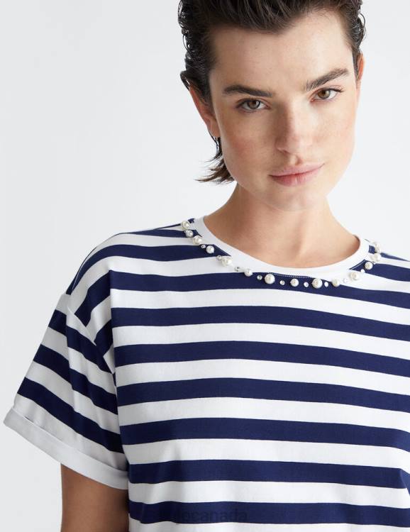 Clothing Liu Jo Striped T-Shirt With Beads Women F606581