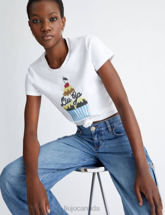 Clothing Liu Jo T-Shirt With Cupcake Print And Gemstones Women F606653
