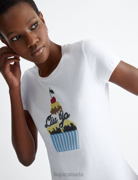 Clothing Liu Jo T-Shirt With Cupcake Print And Gemstones Women F606653