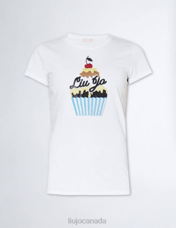 Clothing Liu Jo T-Shirt With Cupcake Print And Gemstones Women F606653