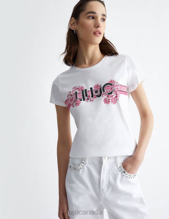 Clothing Liu Jo T-Shirt With Floral Print And Gemstones Women F606566