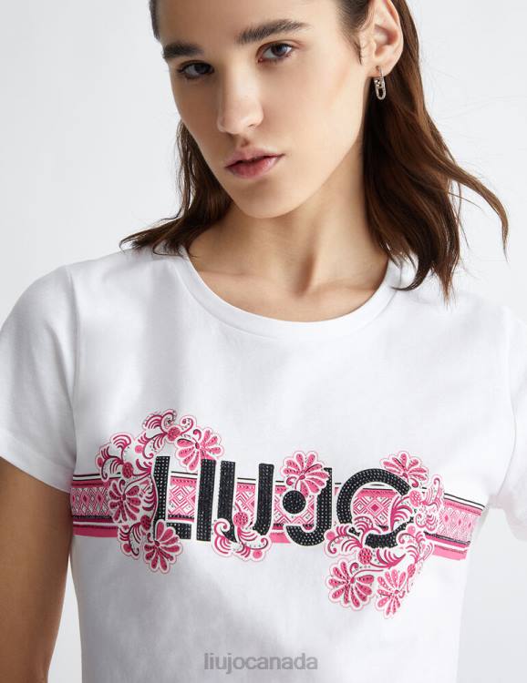 Clothing Liu Jo T-Shirt With Floral Print And Gemstones Women F606566