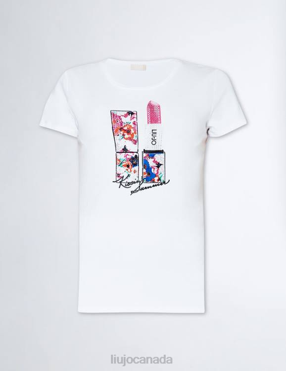 Clothing Liu Jo T-Shirt With Lipstick Print And Gemstones Women F606659