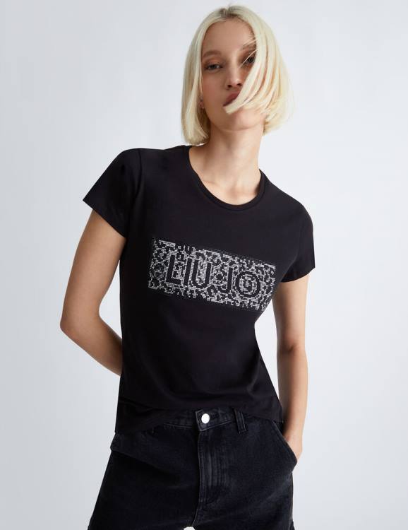 Clothing Liu Jo T-Shirt With Logo And Gemstones Women F60615