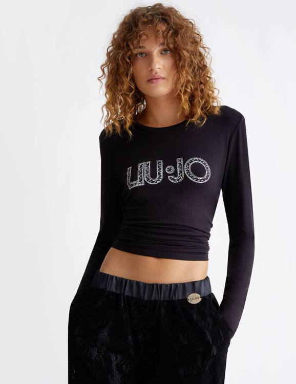 Clothing Liu Jo T-Shirt With Logo And Gemstones Women F606161