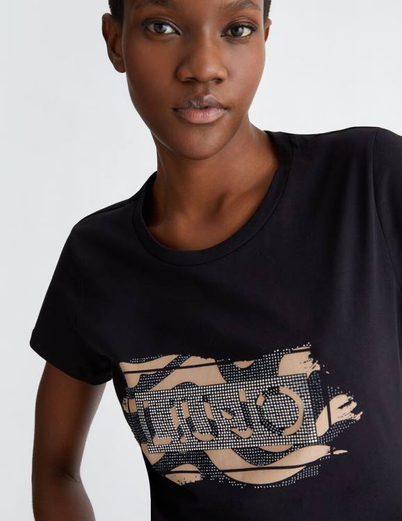 Clothing Liu Jo T-Shirt With Logo And Gemstones Women F606677