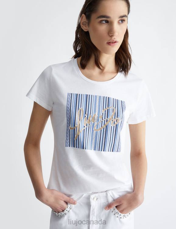 Clothing Liu Jo T-Shirt With Striped Print And Logo Women F606564