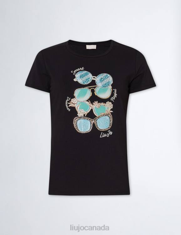 Clothing Liu Jo T-Shirt With Sunglasses And Gemstones Print Women F606821