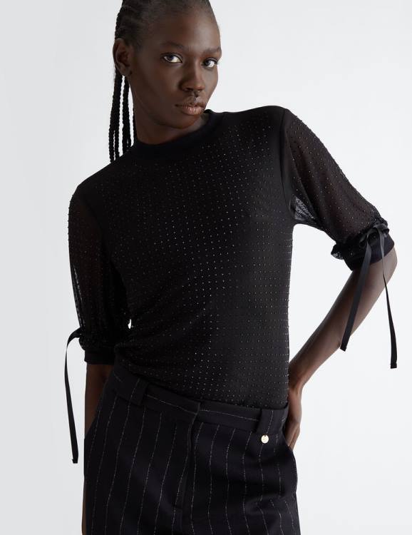 Clothing Liu Jo Tulle Top With Gemstones Women F6062