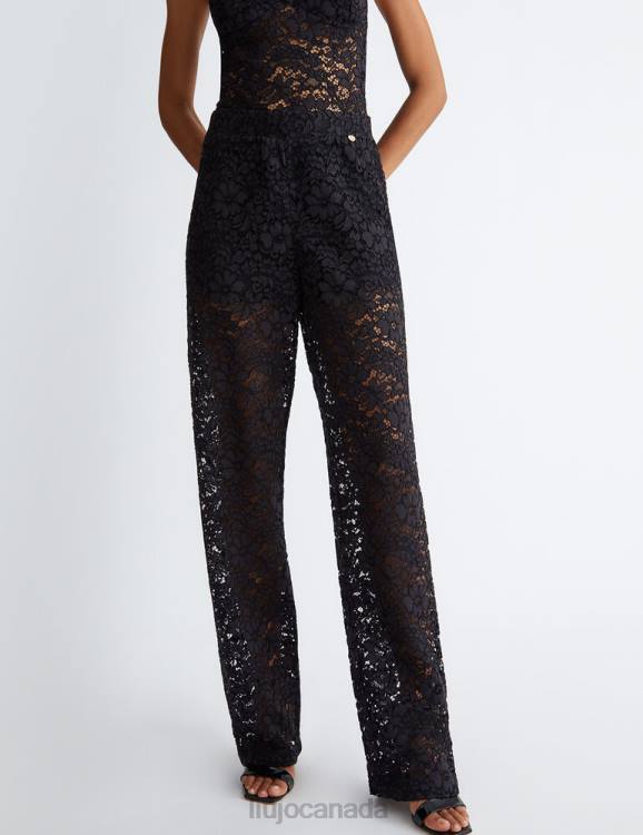 Clothing Liu Jo Black Macrame Lace Trousers Women F6061051