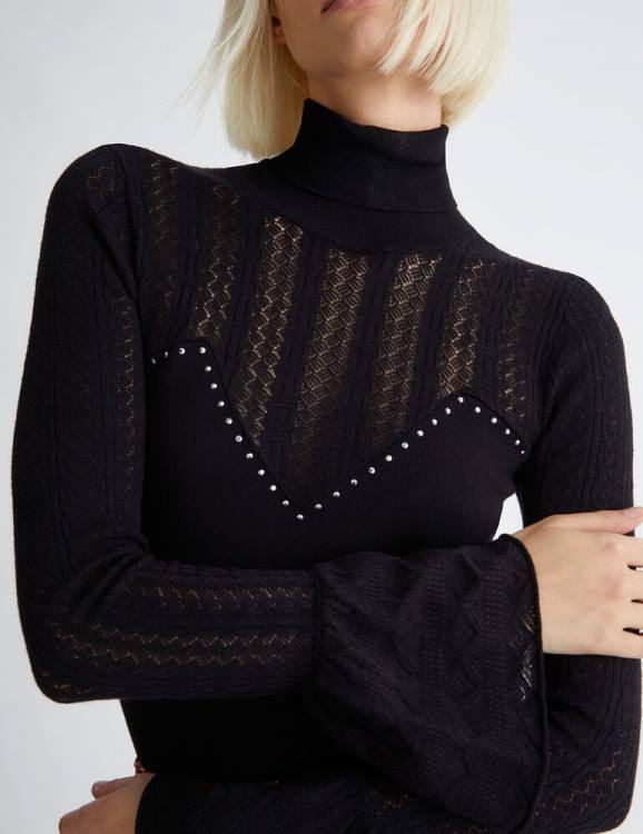 Clothing Liu Jo Eco-Friendly Turtleneck With Lace Women F606100