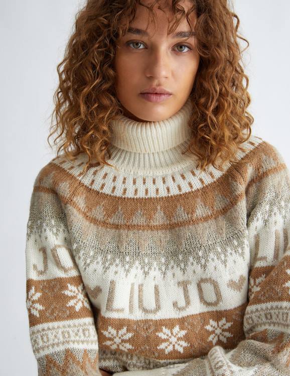 Clothing Liu Jo Fair Isle Turtleneck With Logo Women F606308