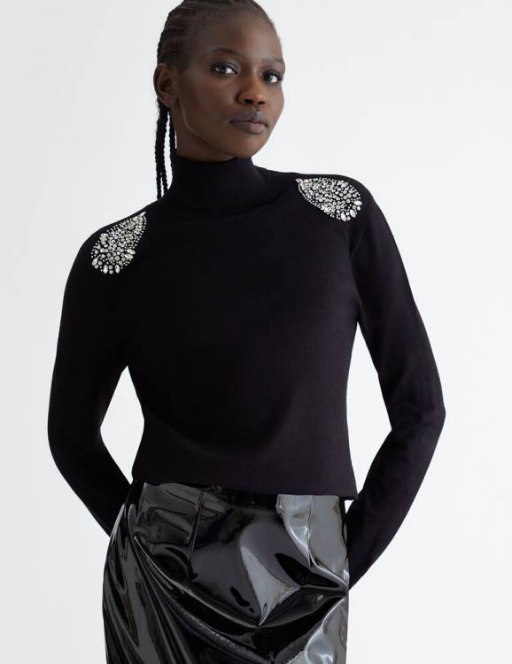 Clothing Liu Jo Turtleneck With Jewel Embroidery Women F606185