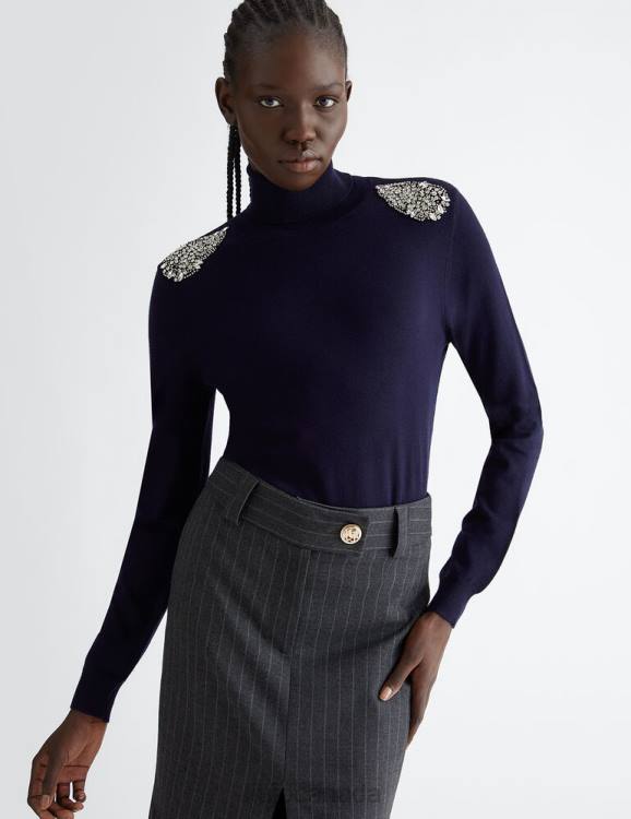Clothing Liu Jo Turtleneck With Jewel Embroidery Women F60682