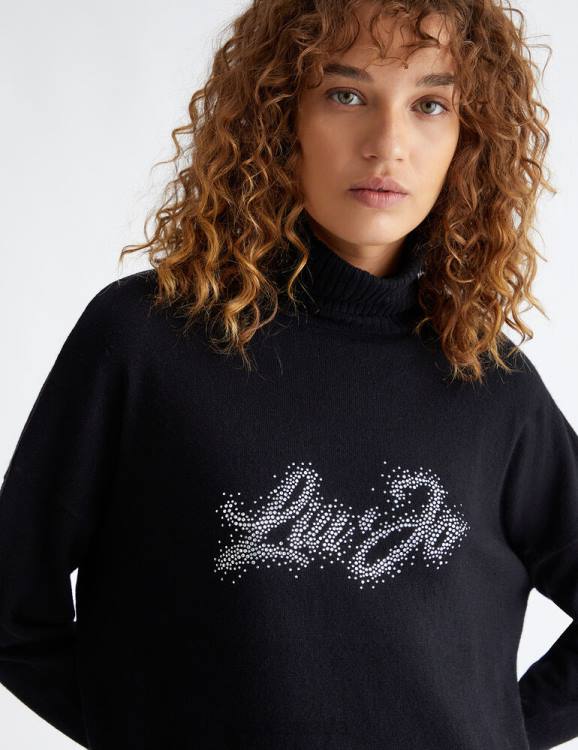 Clothing Liu Jo Turtleneck With Logo And Rhinestones Women F606586