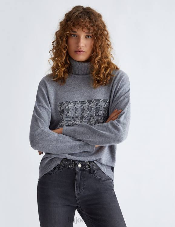 Clothing Liu Jo Turtleneck With Logo And Rhinestones Women F606786