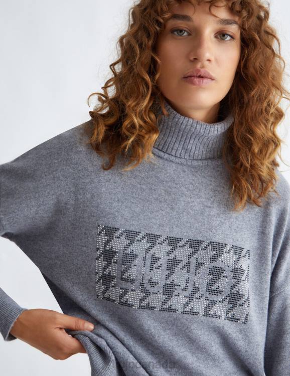 Clothing Liu Jo Turtleneck With Logo And Rhinestones Women F606786