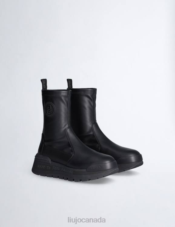 Shoes Liu Jo Black Ankle Boots With Logo Women F6061910