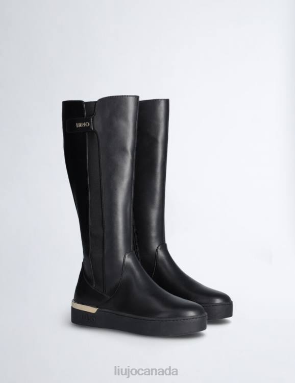 Shoes Liu Jo Black High Boots With Logo Women F6061798