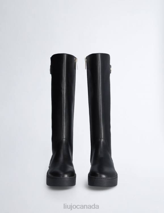 Shoes Liu Jo Black High Boots With Logo Women F6061798