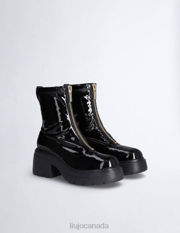 Shoes Liu Jo Black Patent Leather Ankle Boots Women F6061926