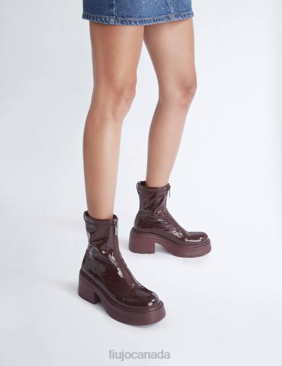 Shoes Liu Jo Burgundy Patent Leather Ankle Boots Women F6061991