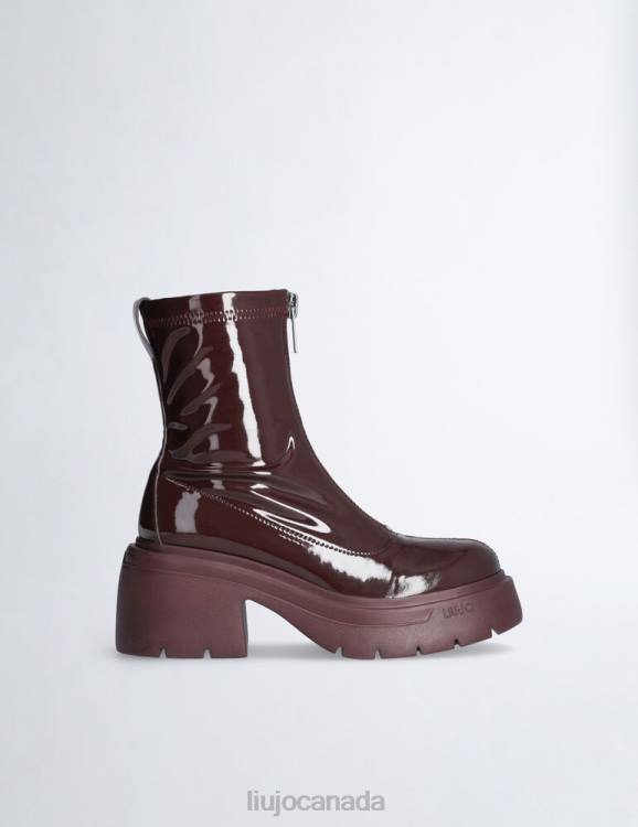 Shoes Liu Jo Burgundy Patent Leather Ankle Boots Women F6061991