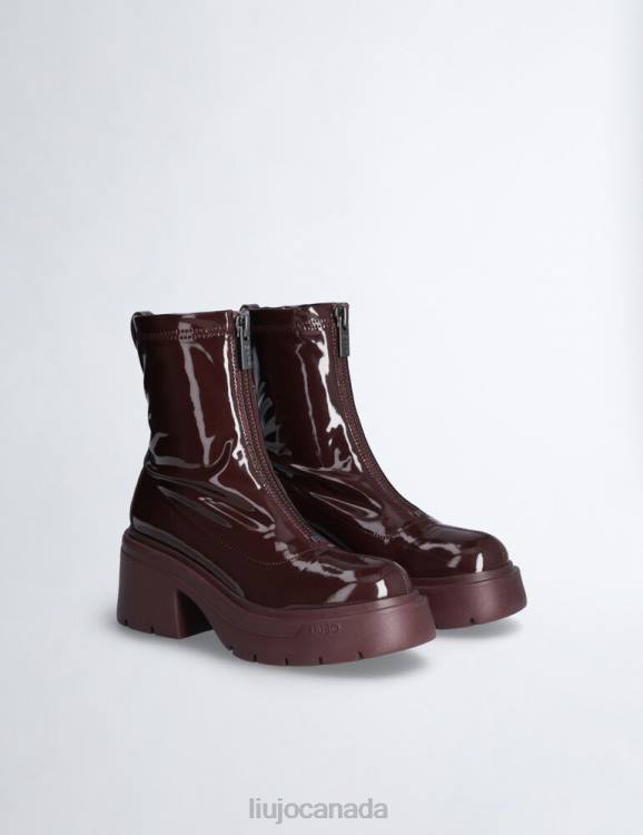 Shoes Liu Jo Burgundy Patent Leather Ankle Boots Women F6061991