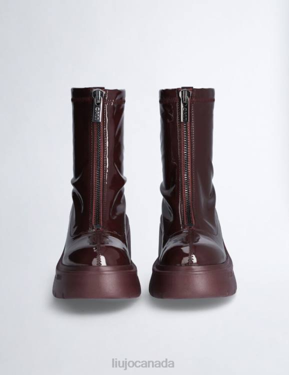 Shoes Liu Jo Burgundy Patent Leather Ankle Boots Women F6061991
