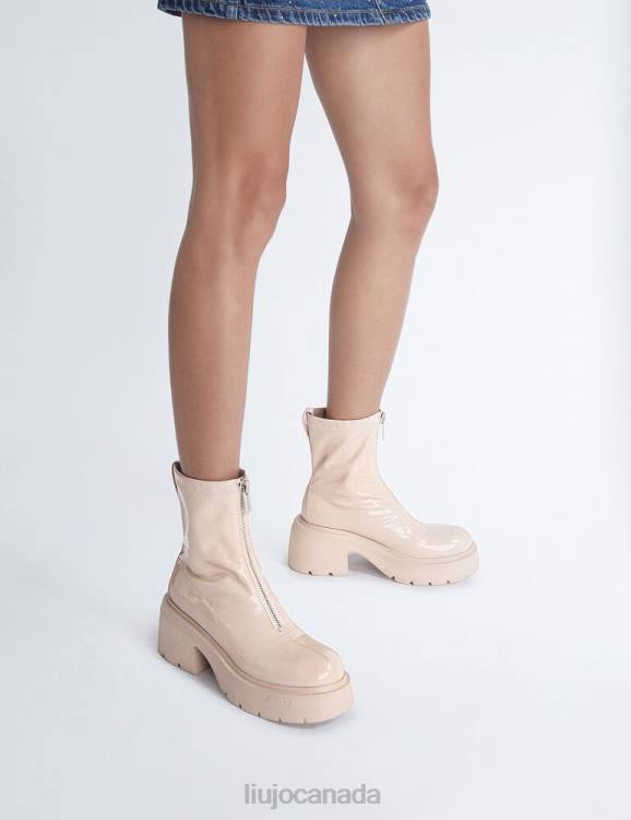 Shoes Liu Jo Cream Patent Leather Ankle Boots Women F6061945