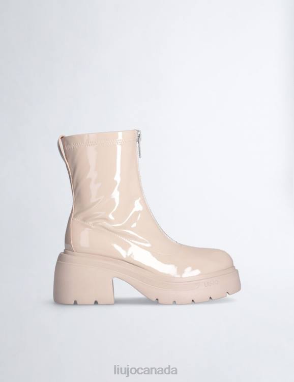 Shoes Liu Jo Cream Patent Leather Ankle Boots Women F6061945