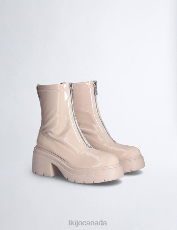 Shoes Liu Jo Cream Patent Leather Ankle Boots Women F6061945