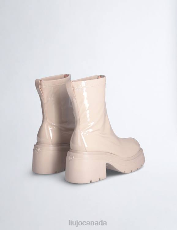 Shoes Liu Jo Cream Patent Leather Ankle Boots Women F6061945