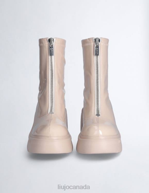 Shoes Liu Jo Cream Patent Leather Ankle Boots Women F6061945