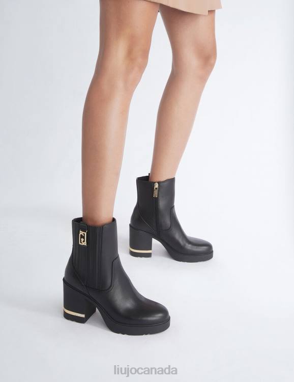 Shoes Liu Jo Leather Ankle Boot With Wide Heel Women F6061745