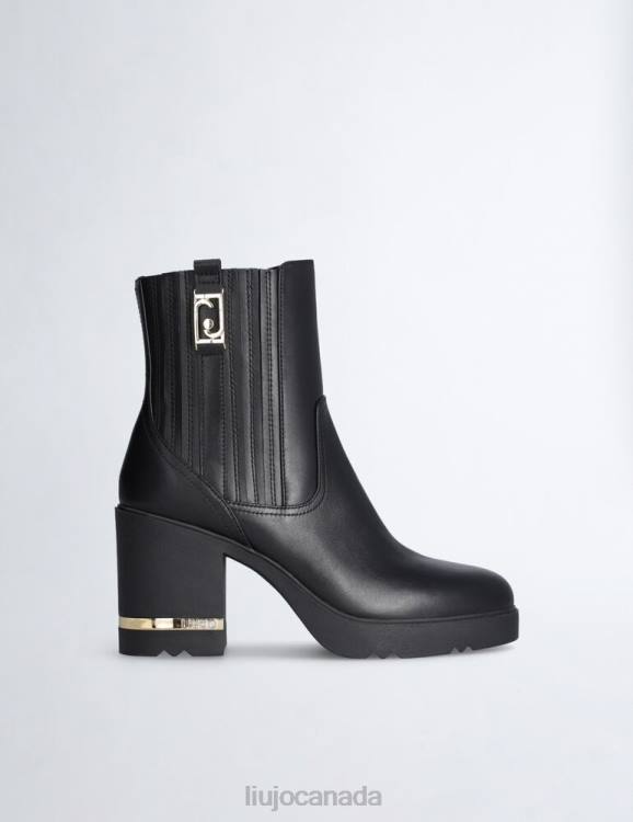 Shoes Liu Jo Leather Ankle Boot With Wide Heel Women F6061745