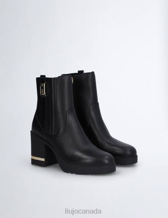 Shoes Liu Jo Leather Ankle Boot With Wide Heel Women F6061745