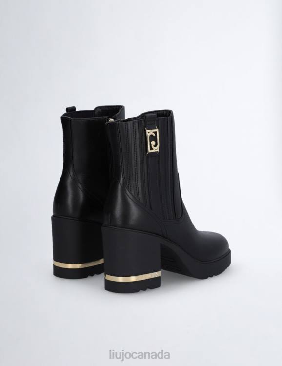 Shoes Liu Jo Leather Ankle Boot With Wide Heel Women F6061745