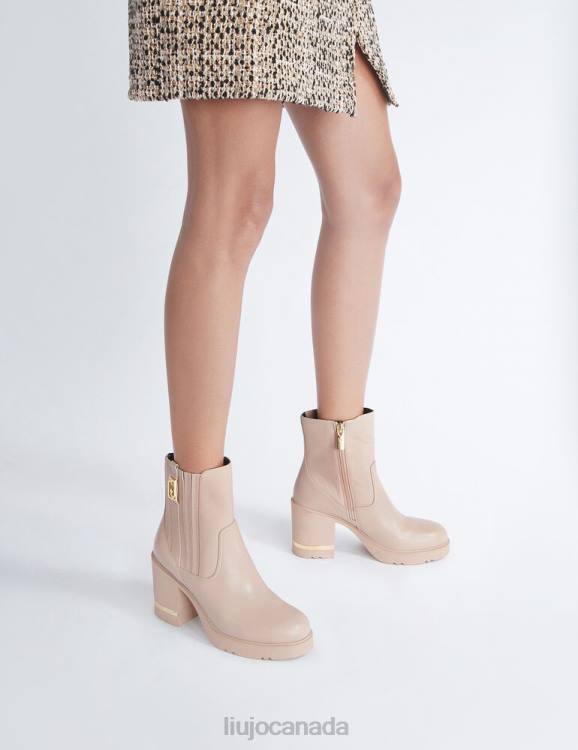 Shoes Liu Jo Leather Ankle Boot With Wide Heel Women F6061764