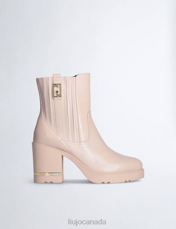 Shoes Liu Jo Leather Ankle Boot With Wide Heel Women F6061764