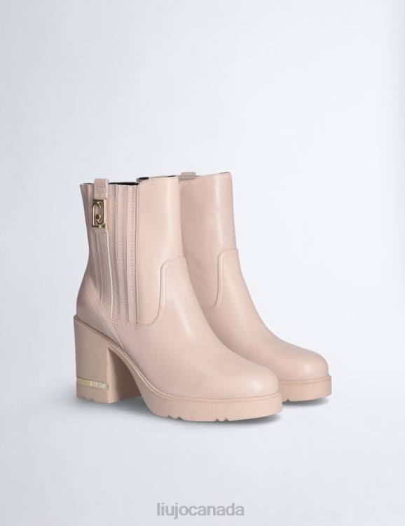 Shoes Liu Jo Leather Ankle Boot With Wide Heel Women F6061764