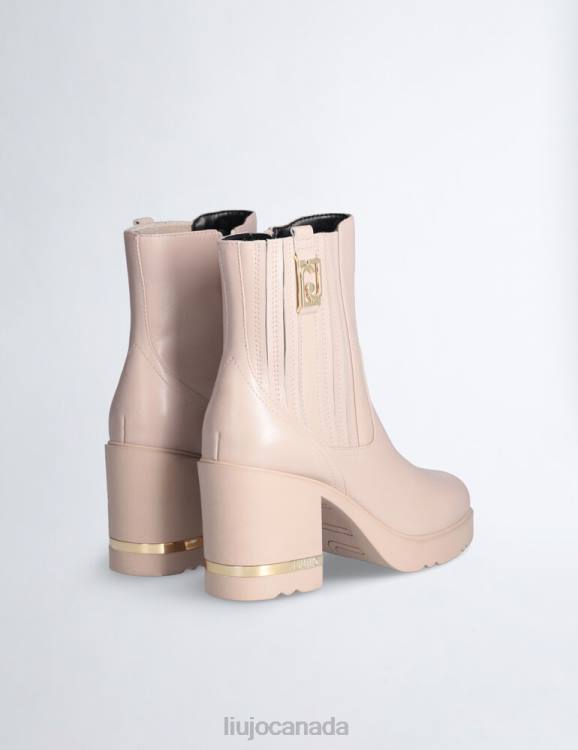 Shoes Liu Jo Leather Ankle Boot With Wide Heel Women F6061764
