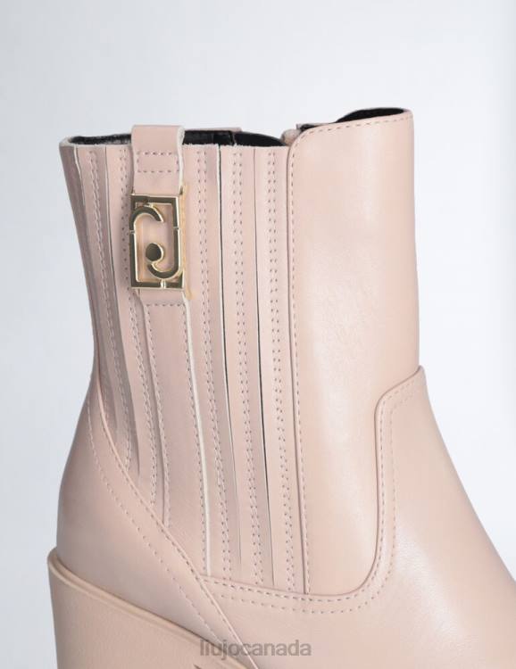 Shoes Liu Jo Leather Ankle Boot With Wide Heel Women F6061764