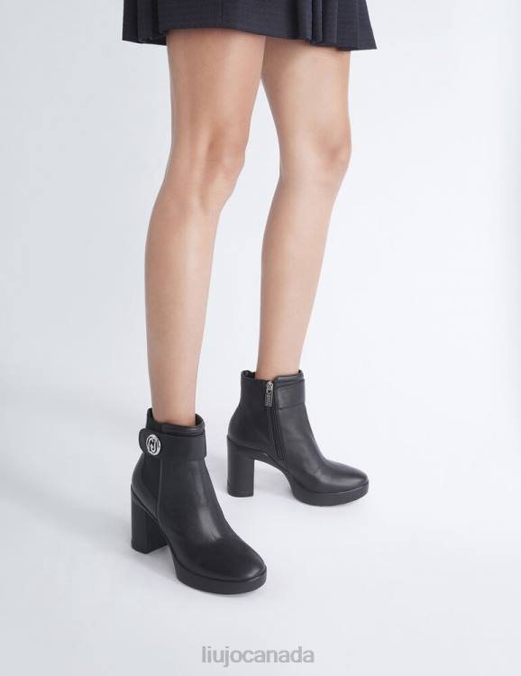 Shoes Liu Jo Leather Ankle Boot With Wide Heel Women F6061856