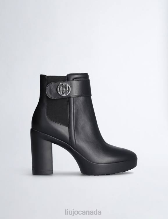 Shoes Liu Jo Leather Ankle Boot With Wide Heel Women F6061856