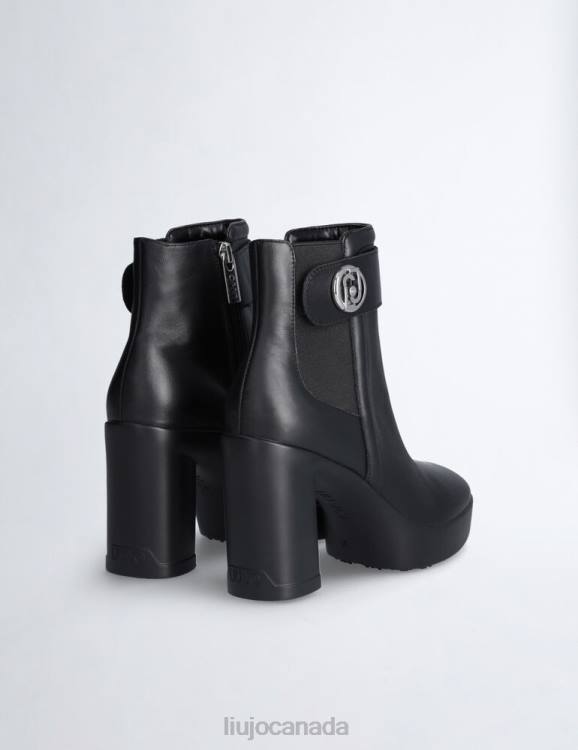 Shoes Liu Jo Leather Ankle Boot With Wide Heel Women F6061856