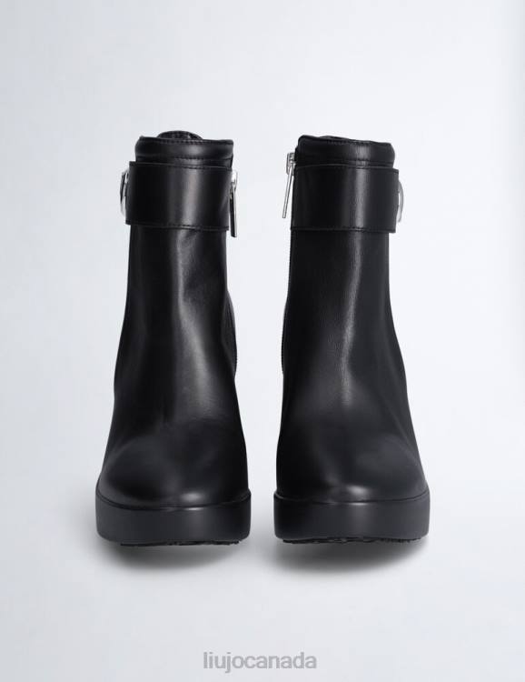 Shoes Liu Jo Leather Ankle Boot With Wide Heel Women F6061856